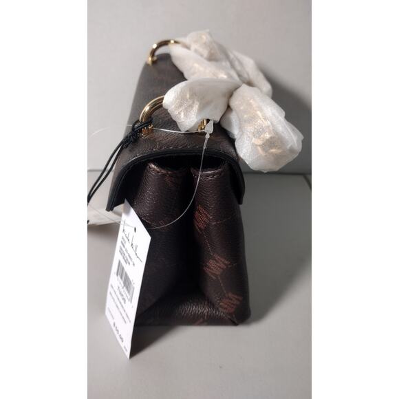 Nicole Miller Logo Handbag Crossbody Chain Brown& Gold NWT - Picture 4 of 7